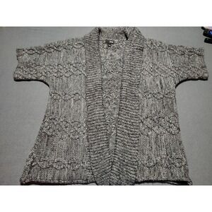 a.n.a. Cardigan Sweater Ladies S/M Black/White Open Oversized Short Sleeve...